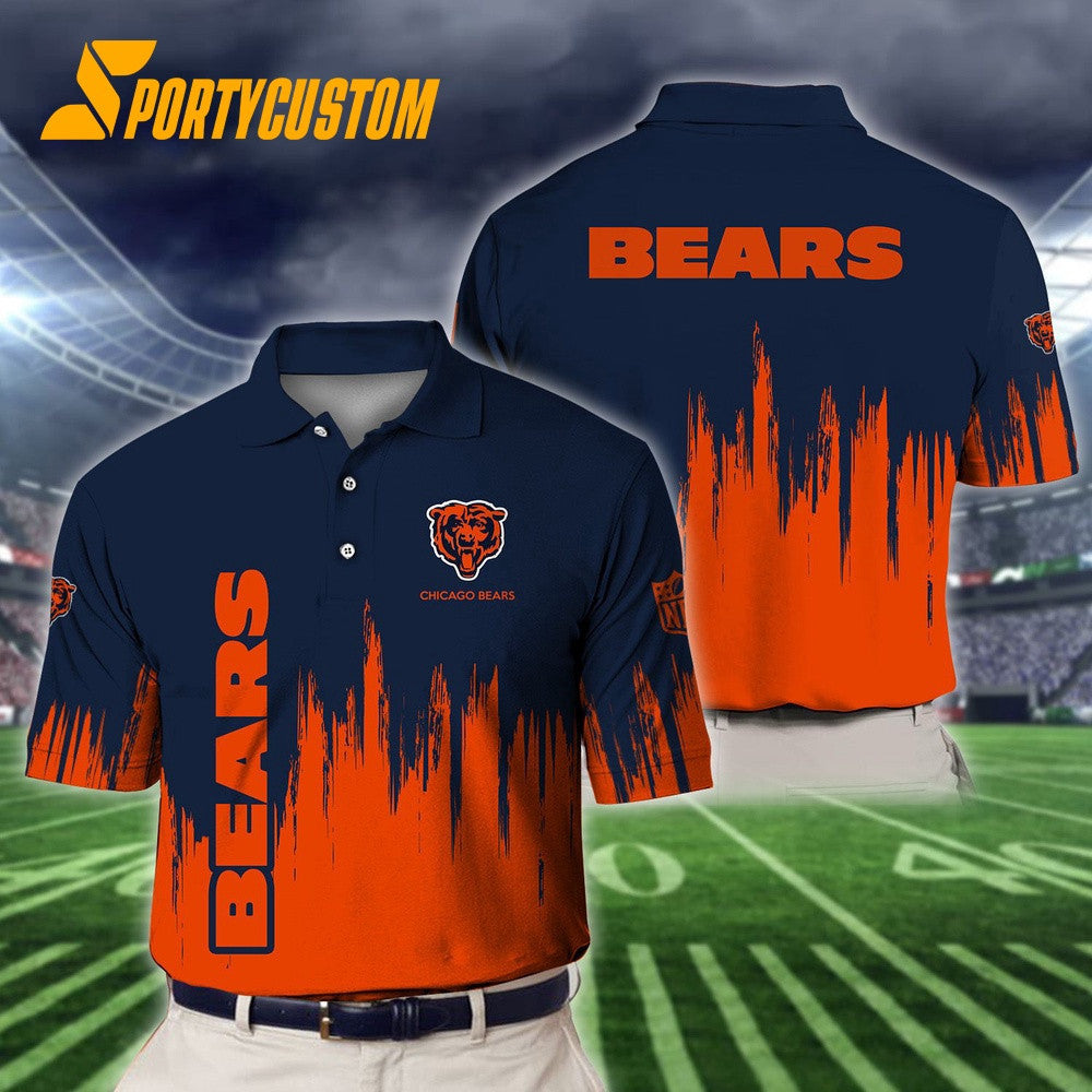 Chicago Bears Football Team Logo Design 3D Printed Polo Shirt - Navy