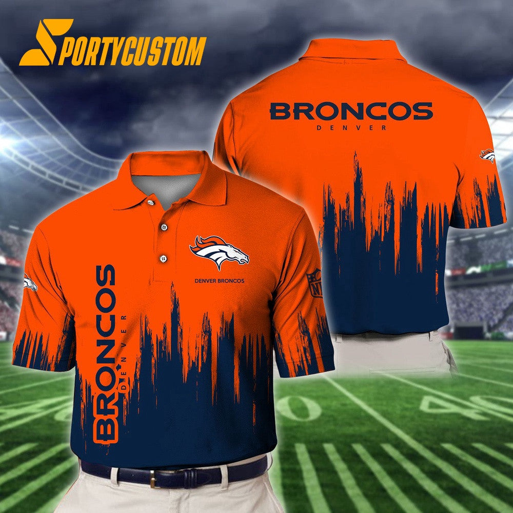 Denver Broncos Football Team Logo Design 3D Printed Polo Shirt - Orange