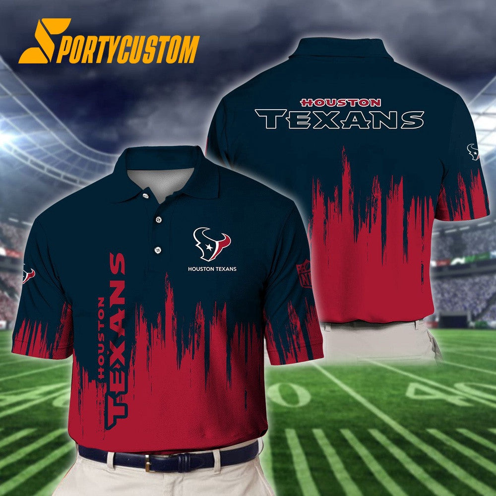 Houston Texans Football Team Logo Design 3D Printed Polo Shirt - Navy