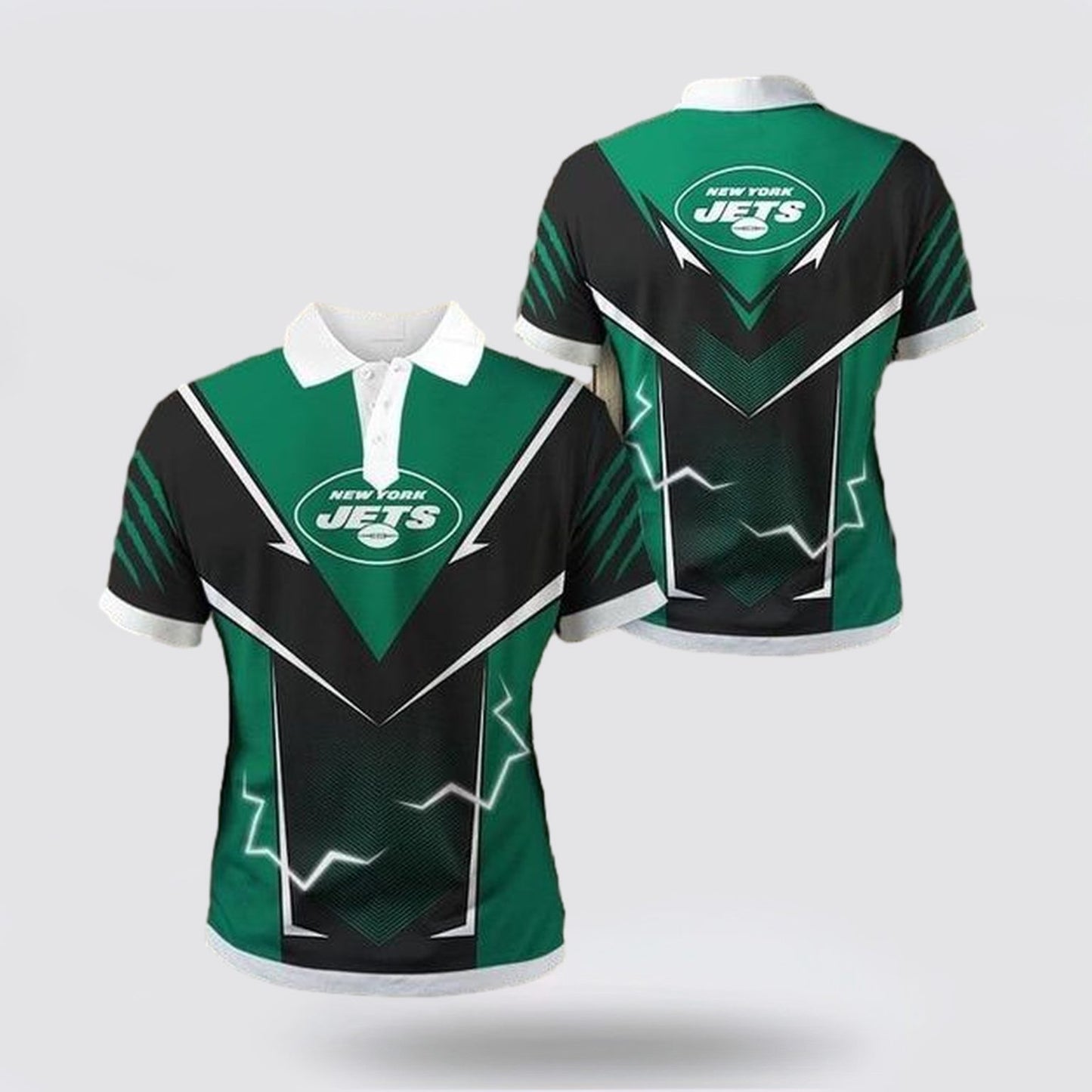 New York Jets Arrow Football Team Design 3D Printed Polo Shirt - Green/Black