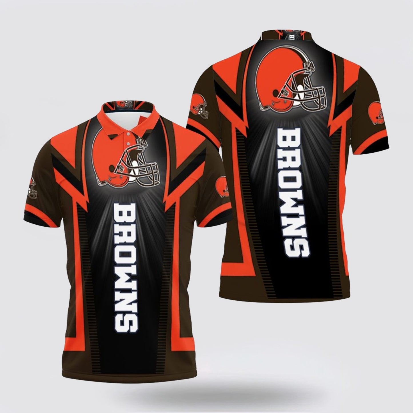 Cleveland Browns Logo Football Team Design 3D Printed Polo Shirt - Brown