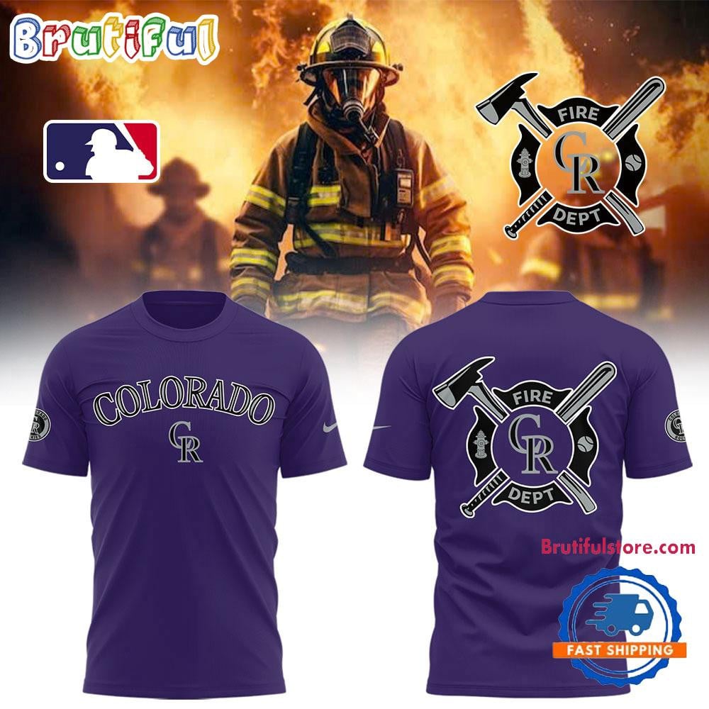 Colorado Rockies x Firefighter Appreciation Night All Over Printed T-shirt - Purple