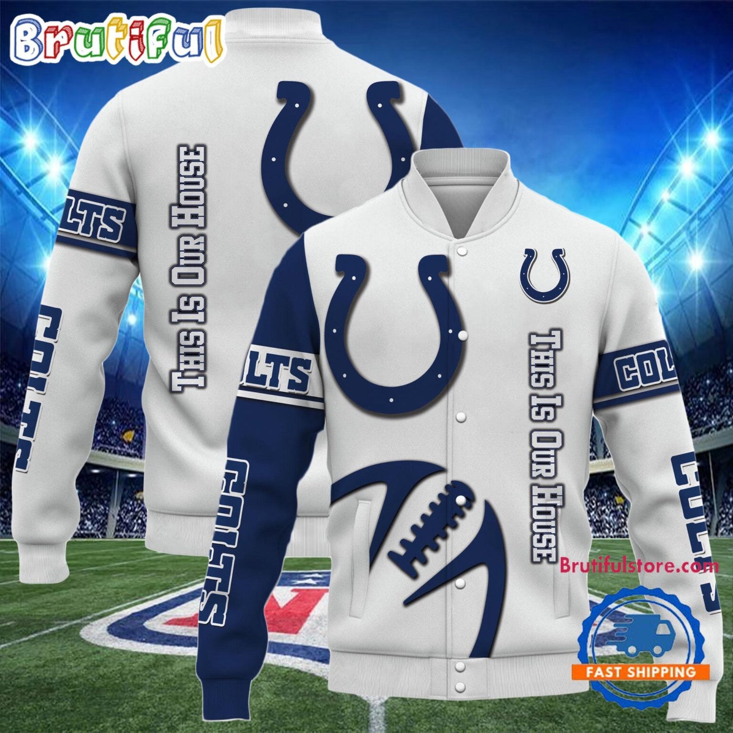 Indianapolis Colts 2024 Limited Edition New Design Baseball Jacket Varsity Jacket - White - All-Over-Printed Jacket