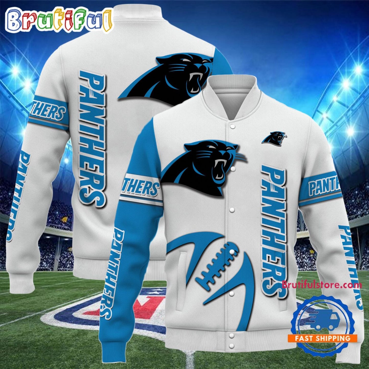 Carolina Panthers 2024 Limited Edition New Design Baseball Jacket Varsity Jacket - White - All-Over-Printed Jacket