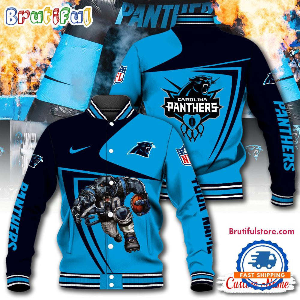 Carolina Panthers Football Mascot Limited New Design Baseball Jacket Varsity Jacket - Blue - All-Over-Printed Jacket