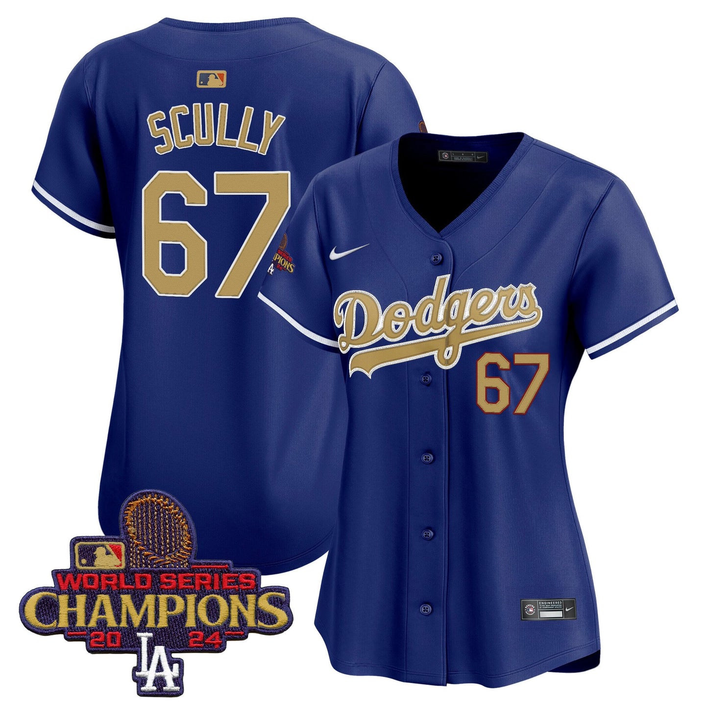 Vin Scully 67 Los Angeles Dodgers Women's 2025 Gold Collection Limited Jersey - Royal