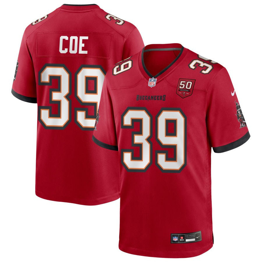 Ryan Coe 39 Tampa Bay Buccaneers 50th Anniversary Game Men Jersey - Red