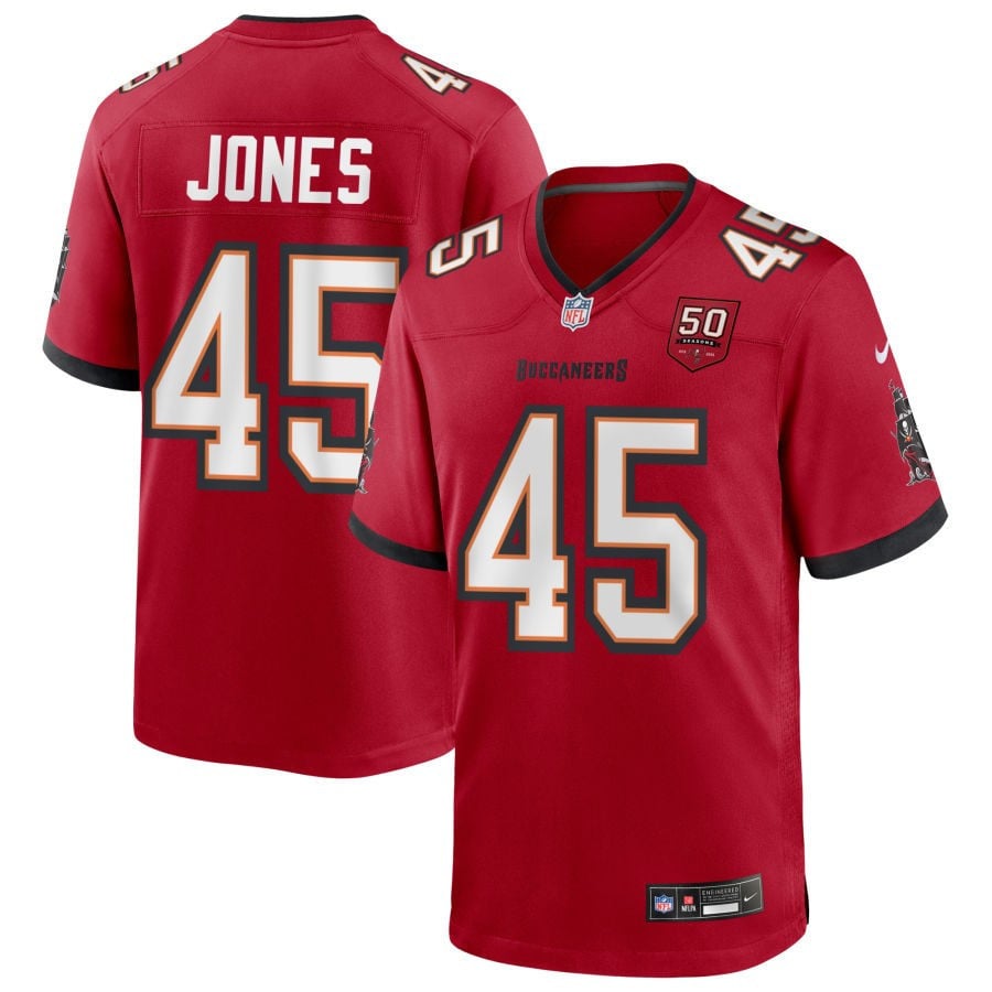 Deion Jones 45 Tampa Bay Buccaneers 50th Anniversary Game Men Jersey - Red
