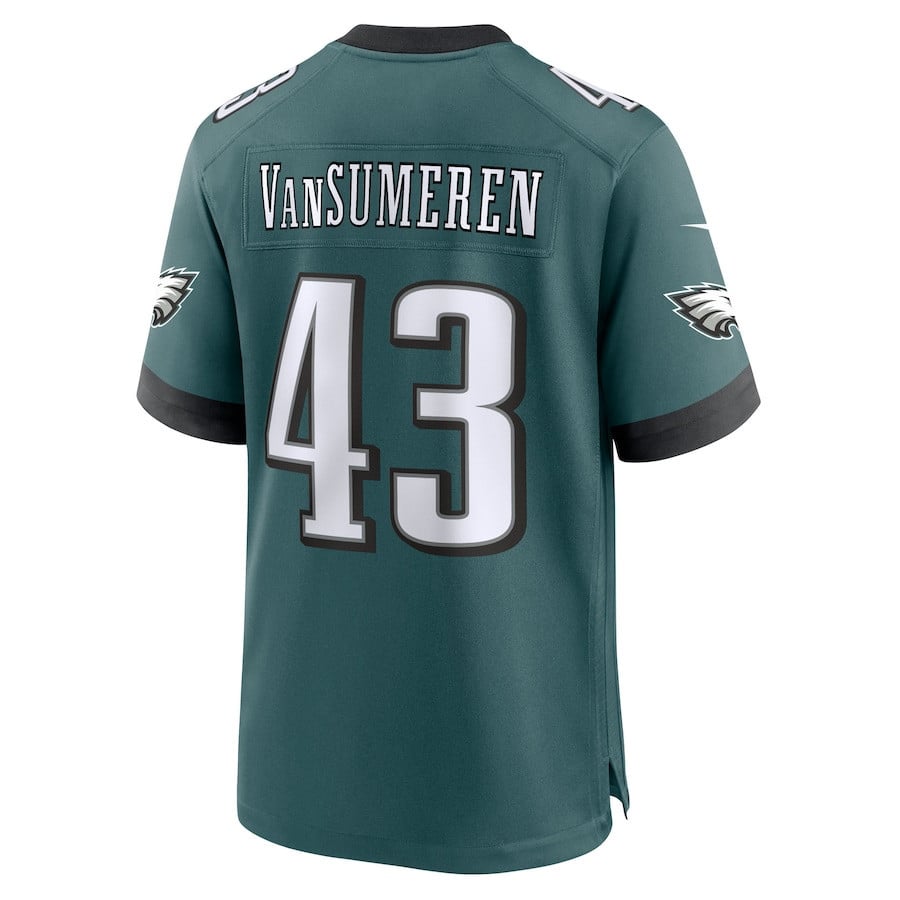 Ben VanSumeren 43 Philadelphia Eagles Team Game Men Jersey - Midnight Green
