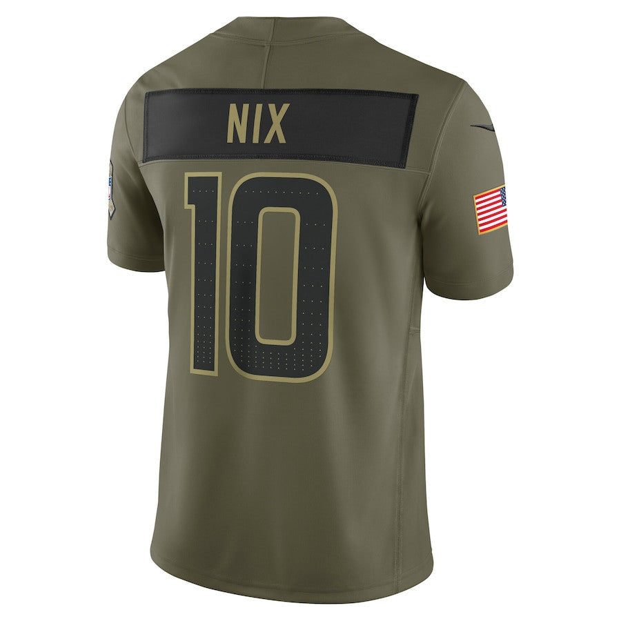 Bo Nix 10 Denver Broncos 2025 Salute To Service Men Jersey - Olive