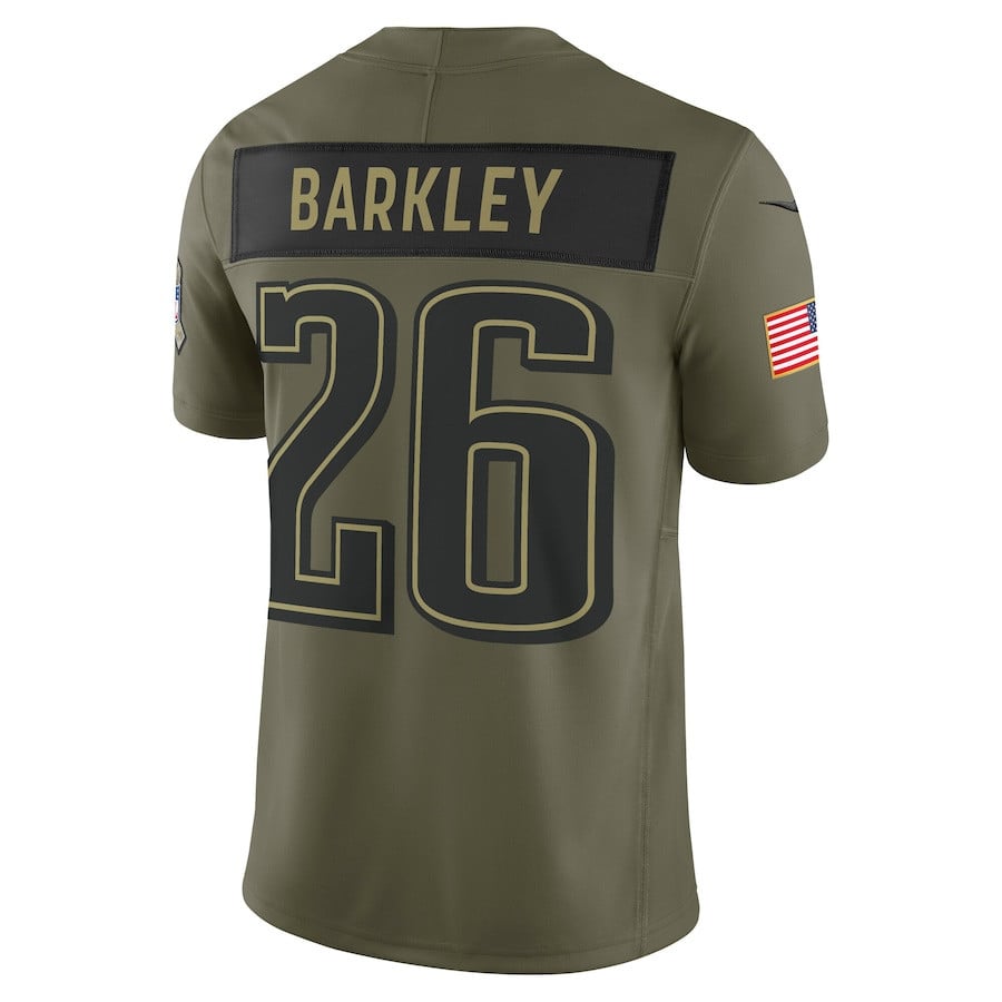 Saquon Barkley 26 Philadelphia Eagles 2025 Salute To Service Men Jersey - Olive