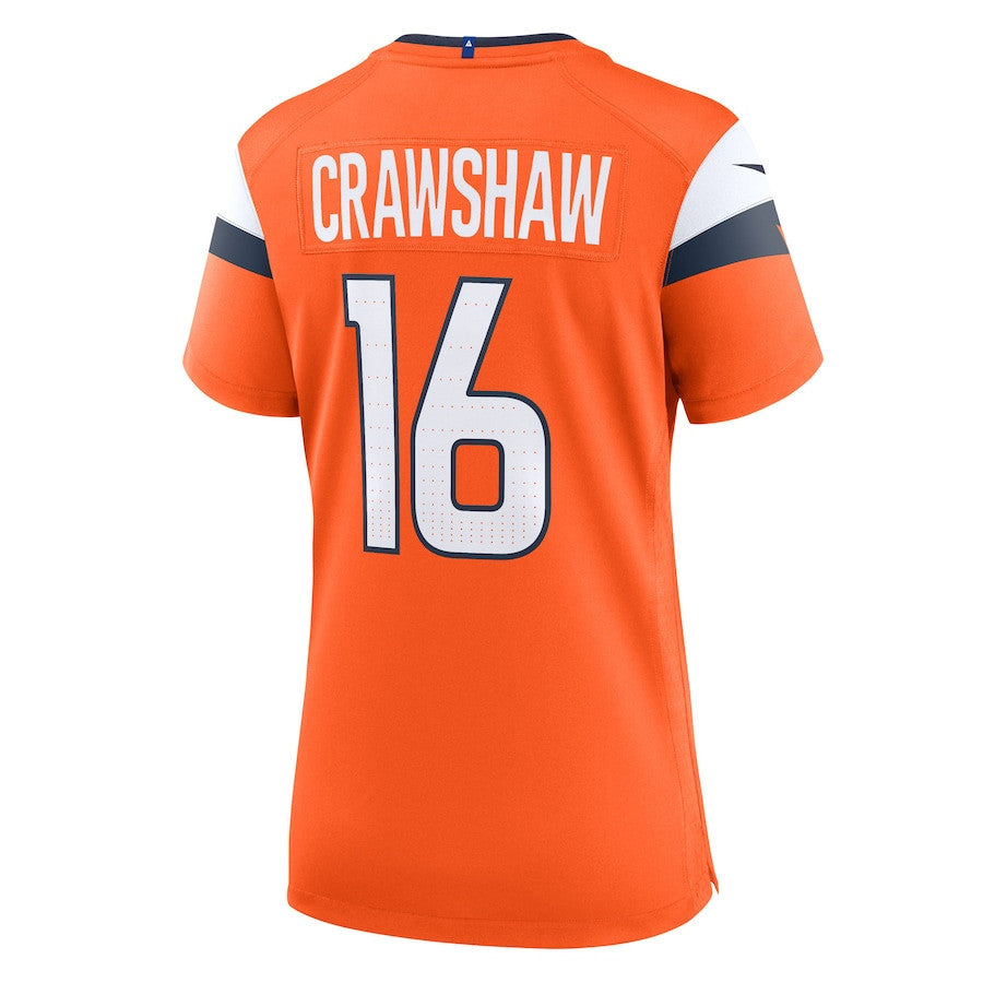 Jeremy Crawshaw 16 Denver Broncos Women's Team Game Jersey - Orange