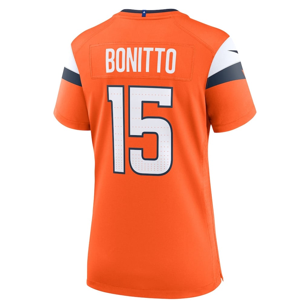 Nik Bonitto 15 Denver Broncos Women's Team Game Jersey - Orange