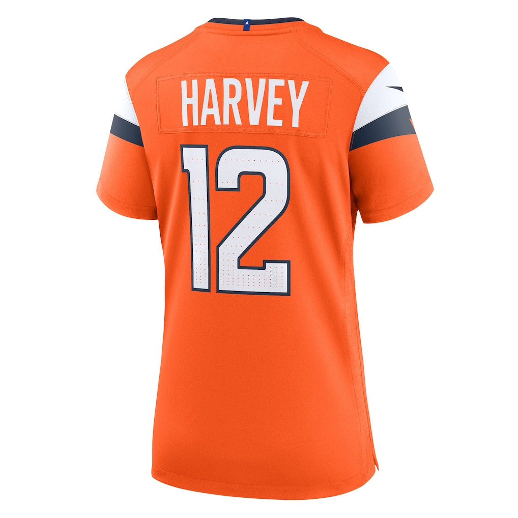 RJ Harvey 12 Denver Broncos Women's Team Game Jersey - Orange