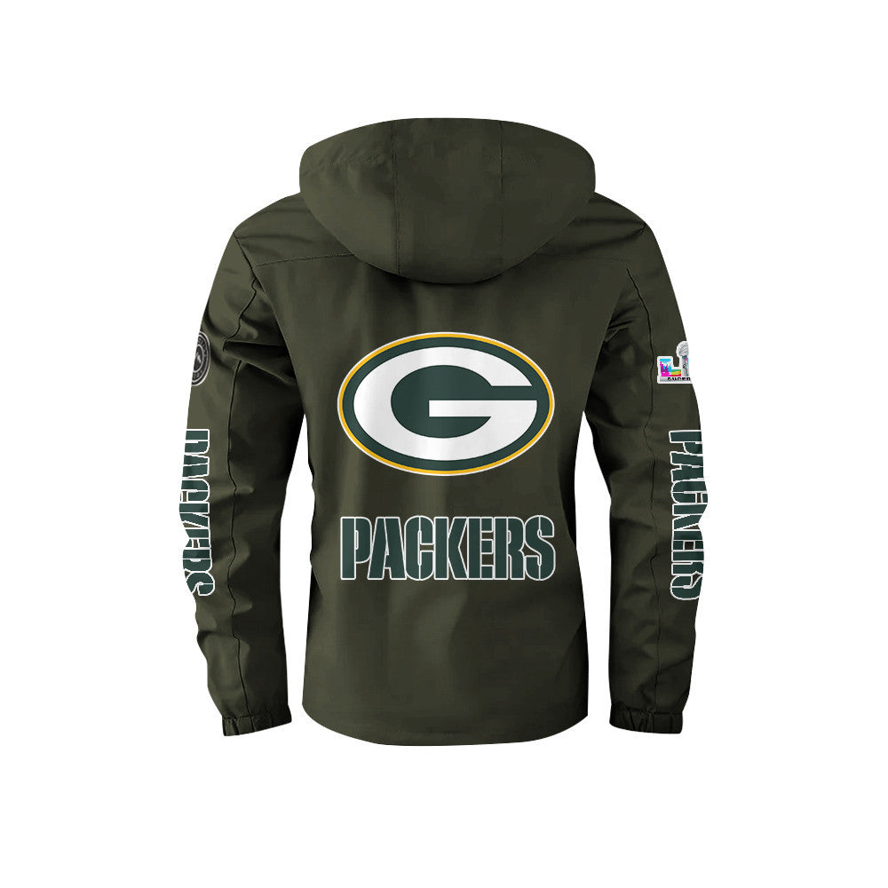 Green Bay Packers 2026 Super Bowl LX Army Green Parka Coat – Printed Logos