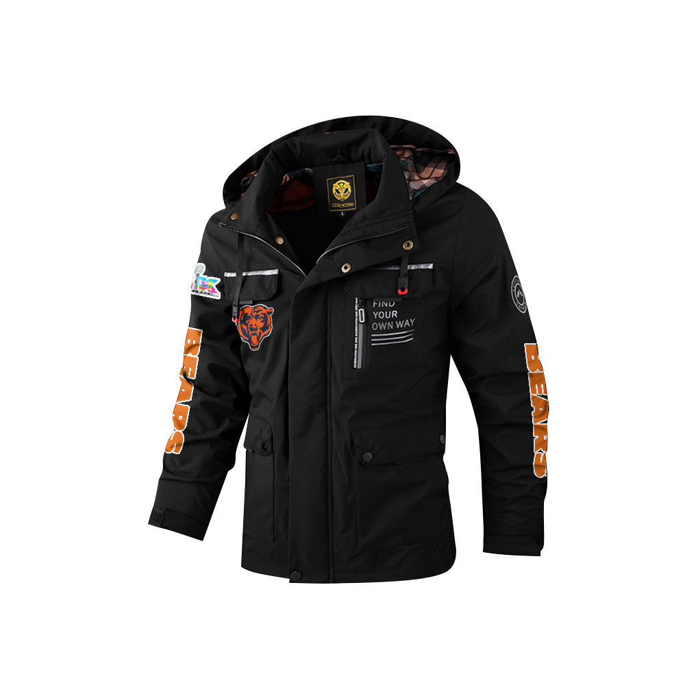 Chicago Bears 2026 Super Bowl LX Black Parka Coat – Printed Logos