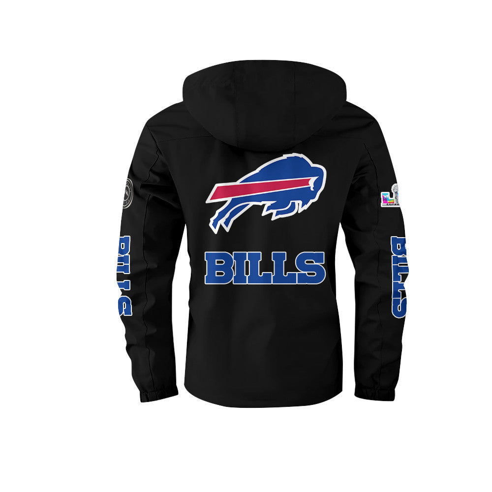 Buffalo Bills 2026 Super Bowl LX Black Parka Coat – Printed Logos
