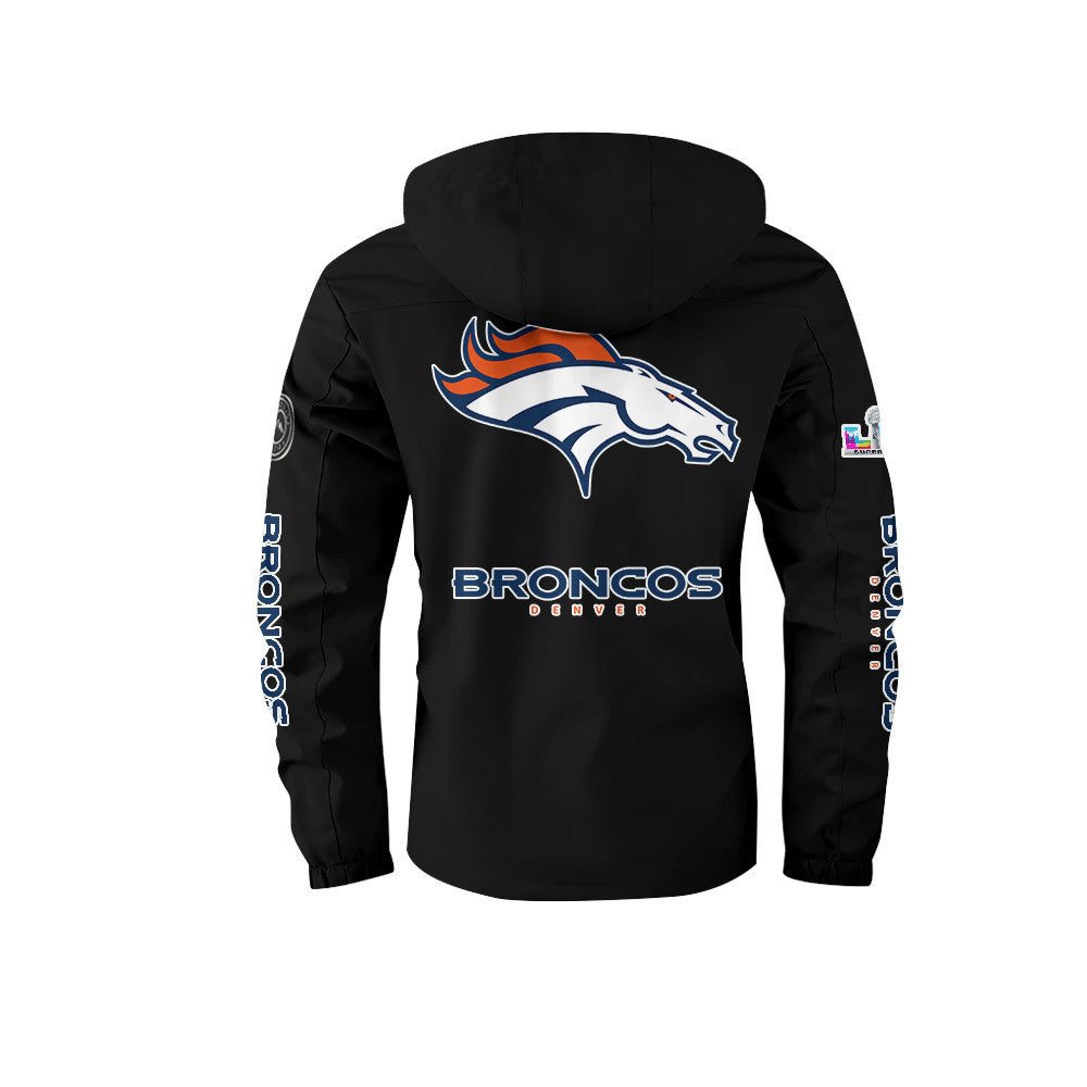 Denver Broncos 2026 Super Bowl LX Black Parka Coat – Printed Logos