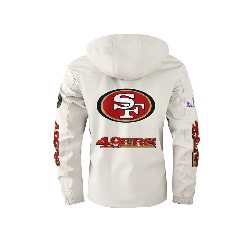 San Francisco 49ers 2026 Super Bowl LX White Parka Coat – Printed Logos