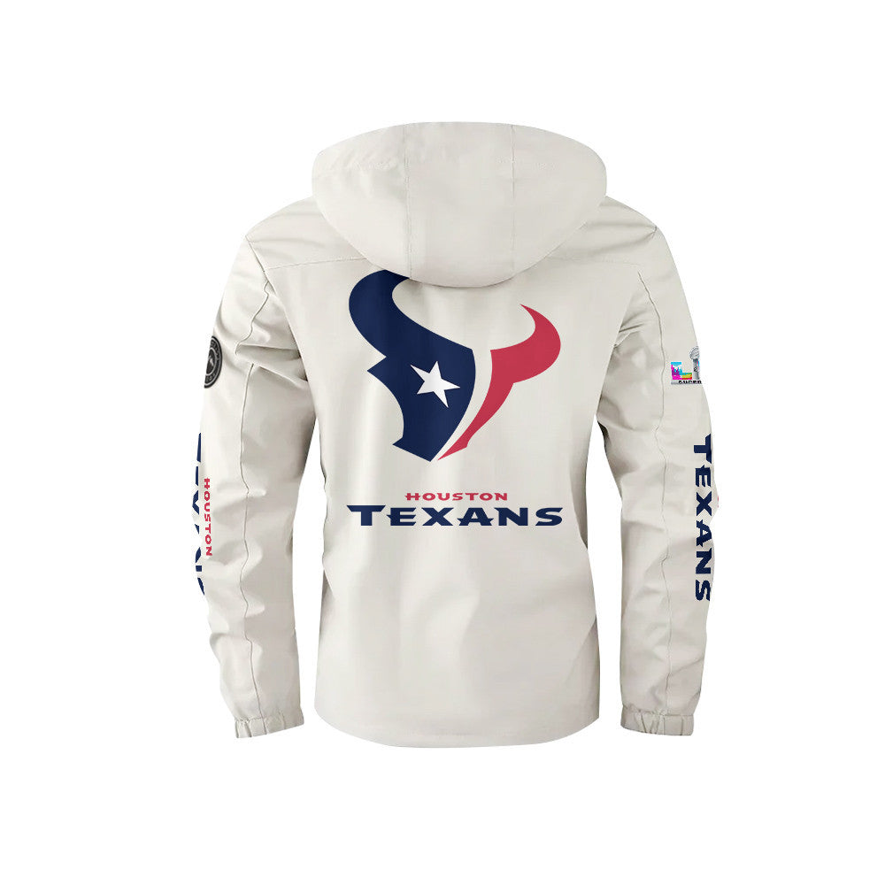 Houston Texans 2026 Super Bowl LX White Parka Coat – Printed Logos