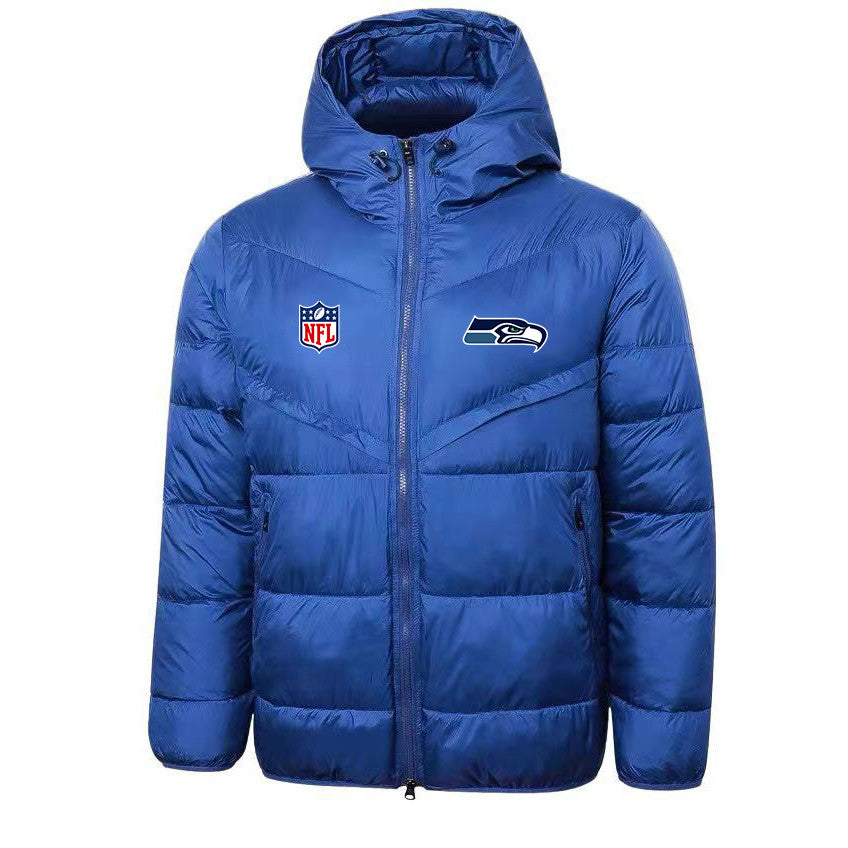 Seattle Seahawks Blue Quilt Jacket - Heat-Printed Logos