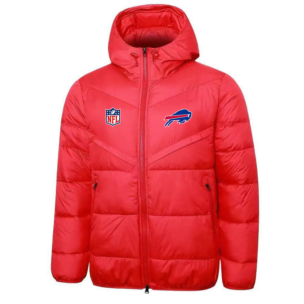 Buffalo Bills Red Quilt Down Jacket - Heat-Printed Logos