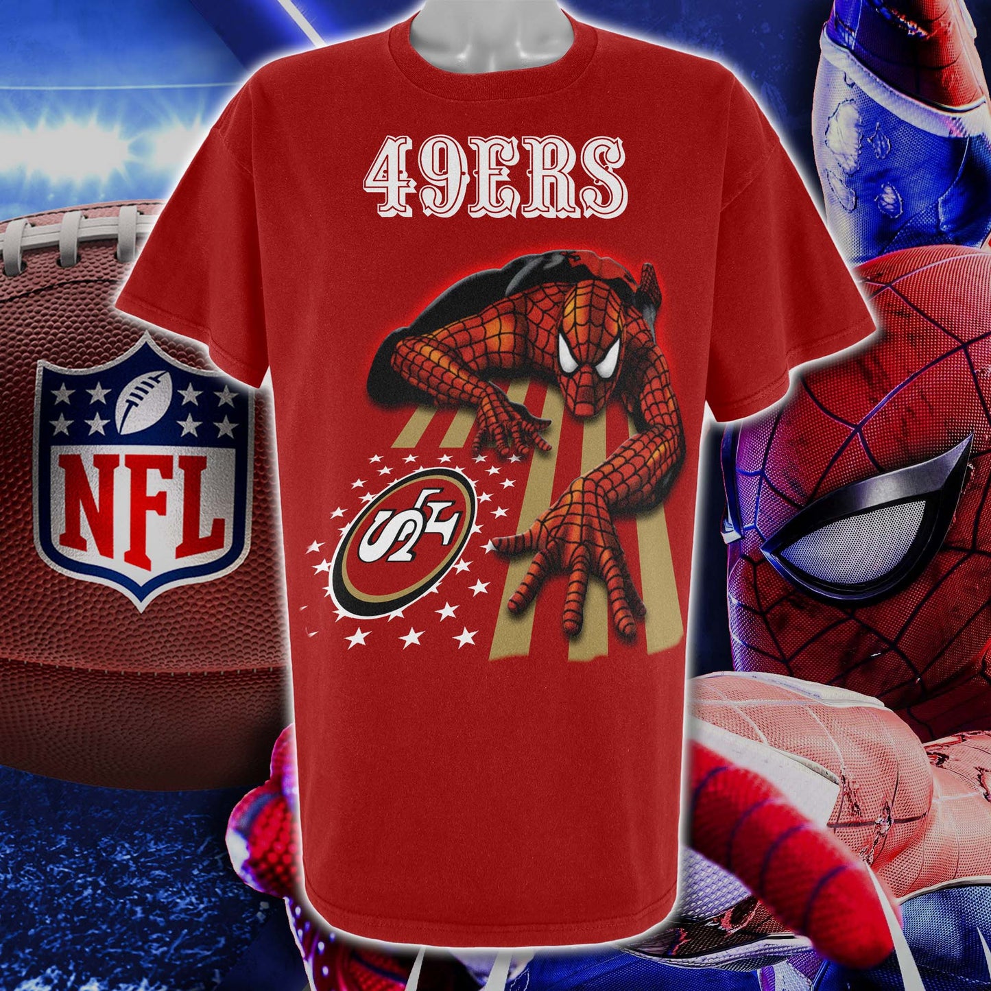 San Francisco 49ers & Spiderman America Flag T-Shirt