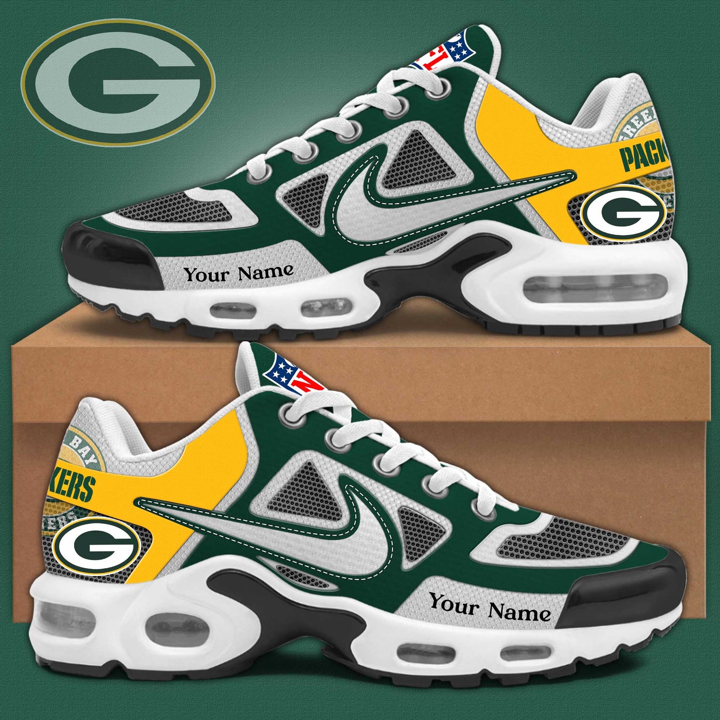 Green Bay Packers Sport Limited Edition Custom Name Air Max Shoes Sneakers For Men And Women