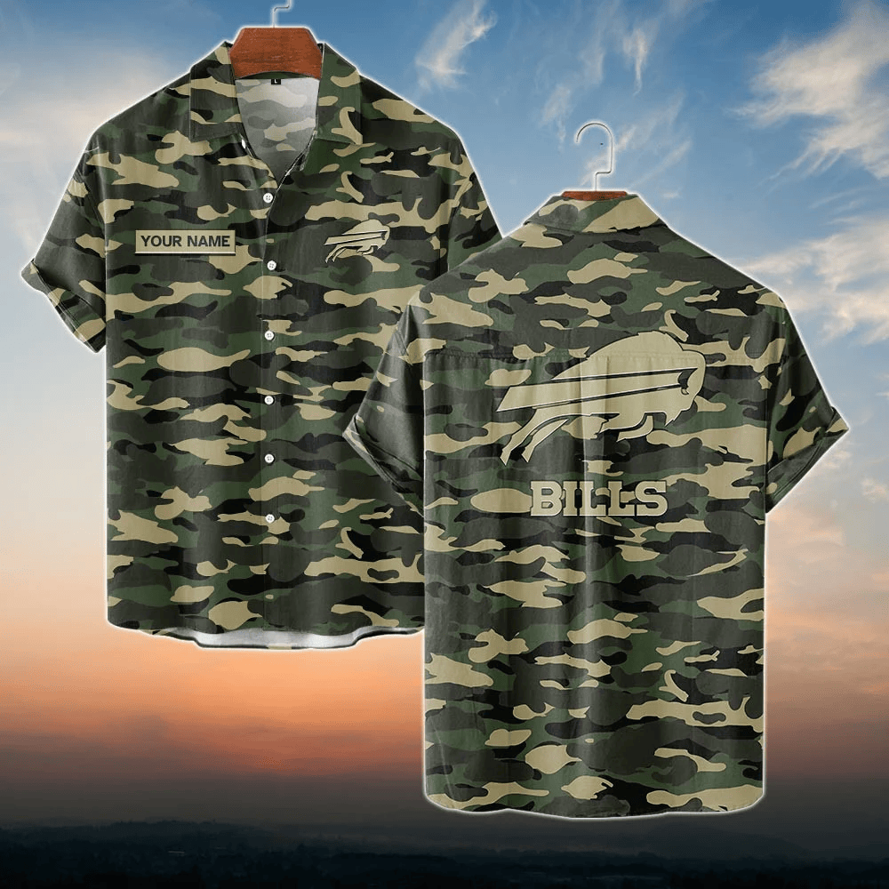 Buffalo Bills NFL Dark Camo Custom Name Hawaiian Shirt