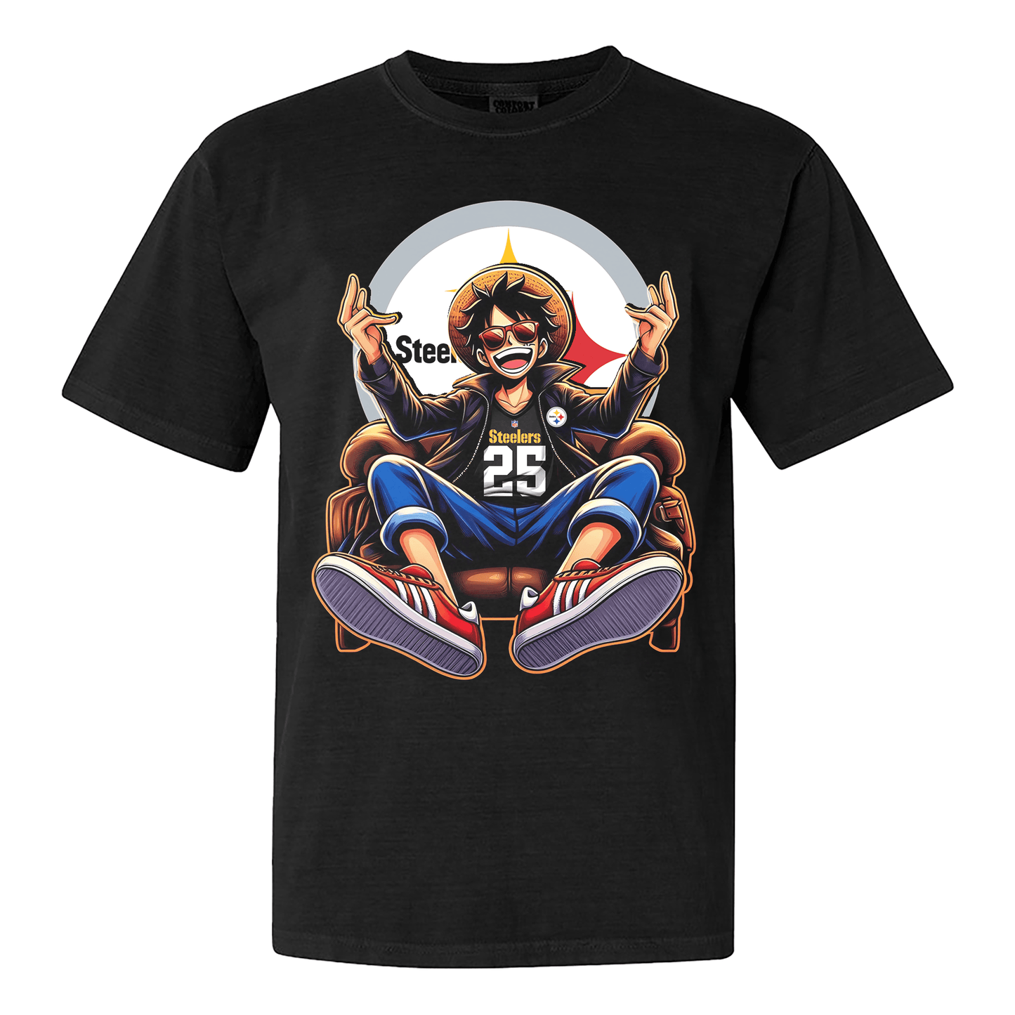 Pittsburgh Steelers Luffy T-shirt - Black