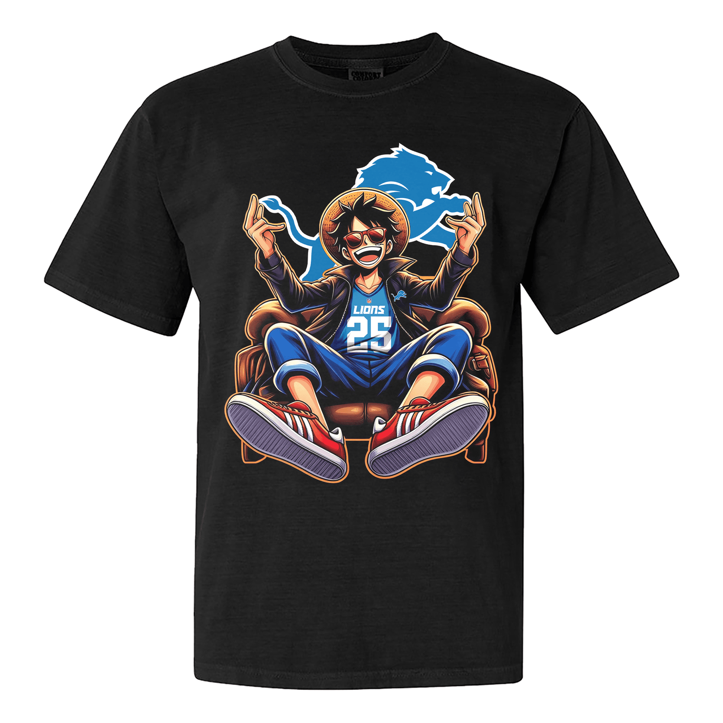Detroit Lions Luffy T-shirt - Black