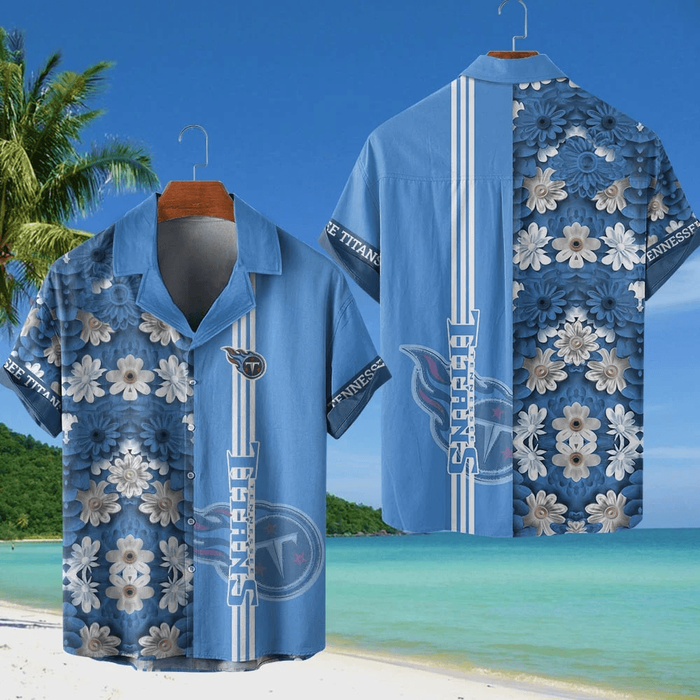 Tennessee Titans NFL Flower Hawaiian Shirt - Sky Blue