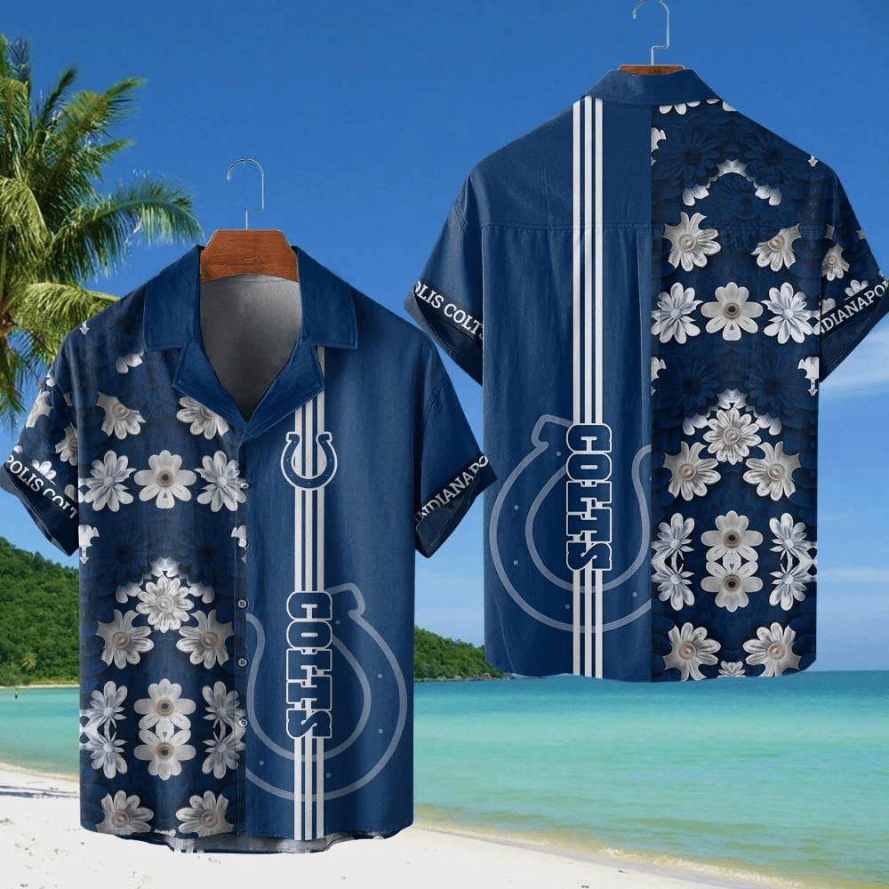 Indianapolis Colts NFL Flower Hawaiian Shirt - Blue