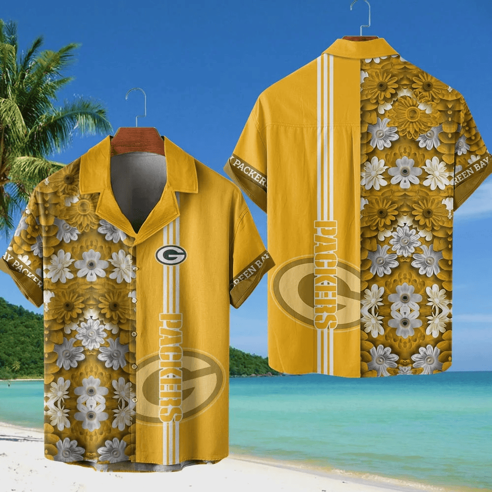 Green Bay Packers NFL Flower Hawaiian Shirt - Yellow