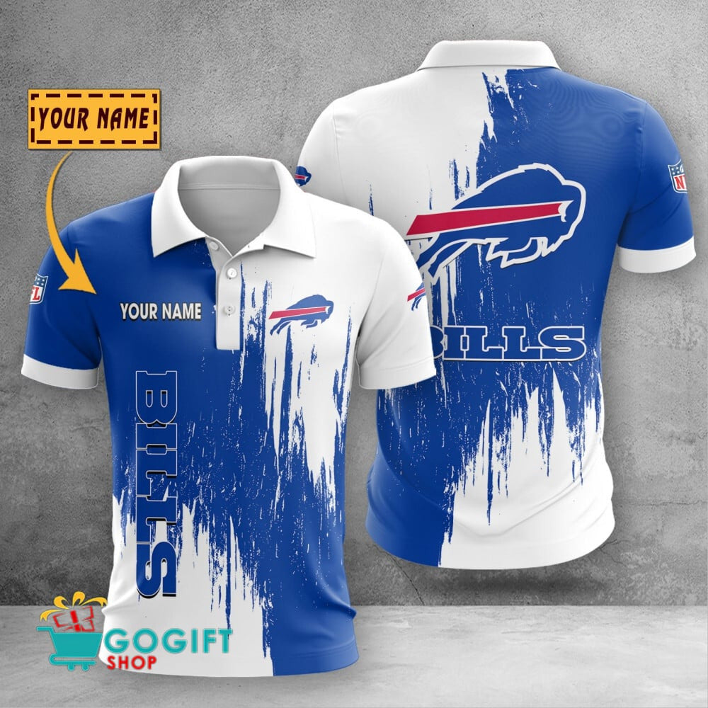 Buffalo Bills Custom Name Scratched Color 3D Printed Polo Shirt