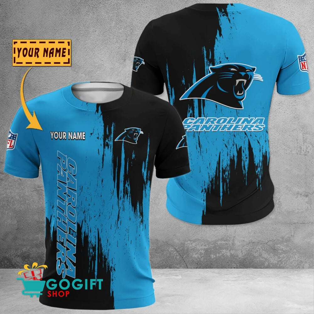 Carolina Panthers Custom Name Scratched Color All Over Printed T-shirt