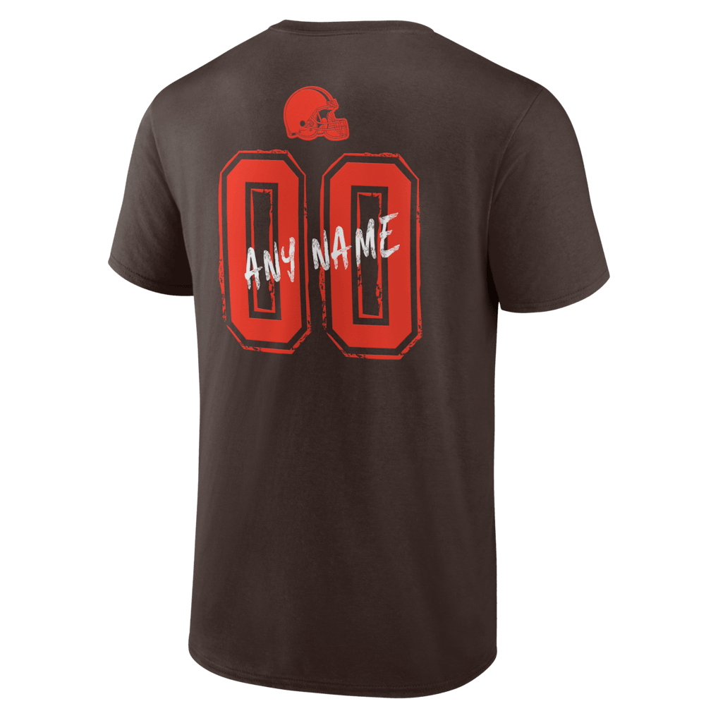 Cleveland Browns Hustle Custom Name & Number T-Shirt - Brown