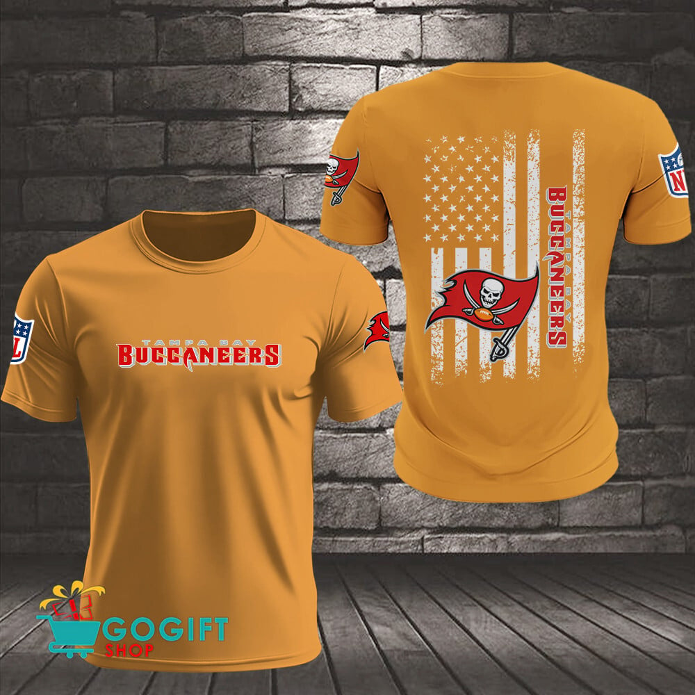 Tampa Bay Buccaneers US Flag Vintage Style All Over Printed T-shirt