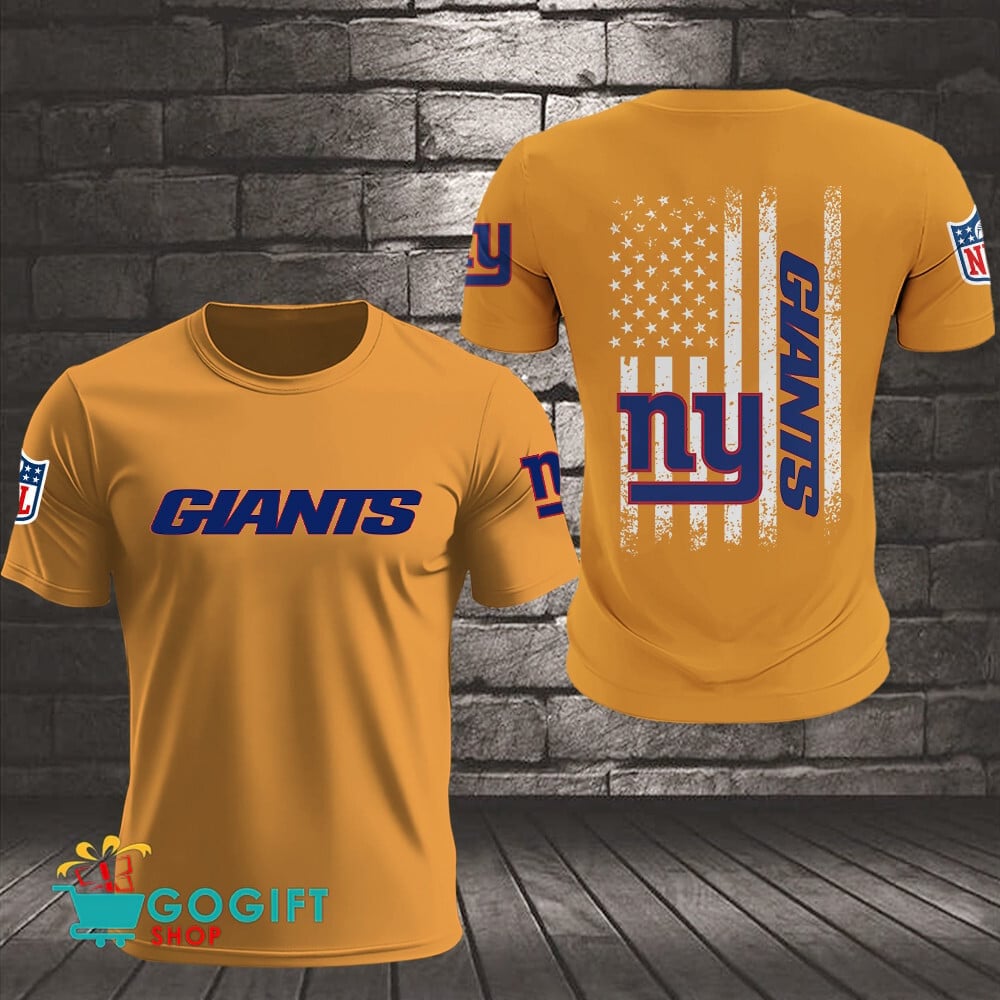 New York Giants US Flag Vintage Style All Over Printed T-shirt
