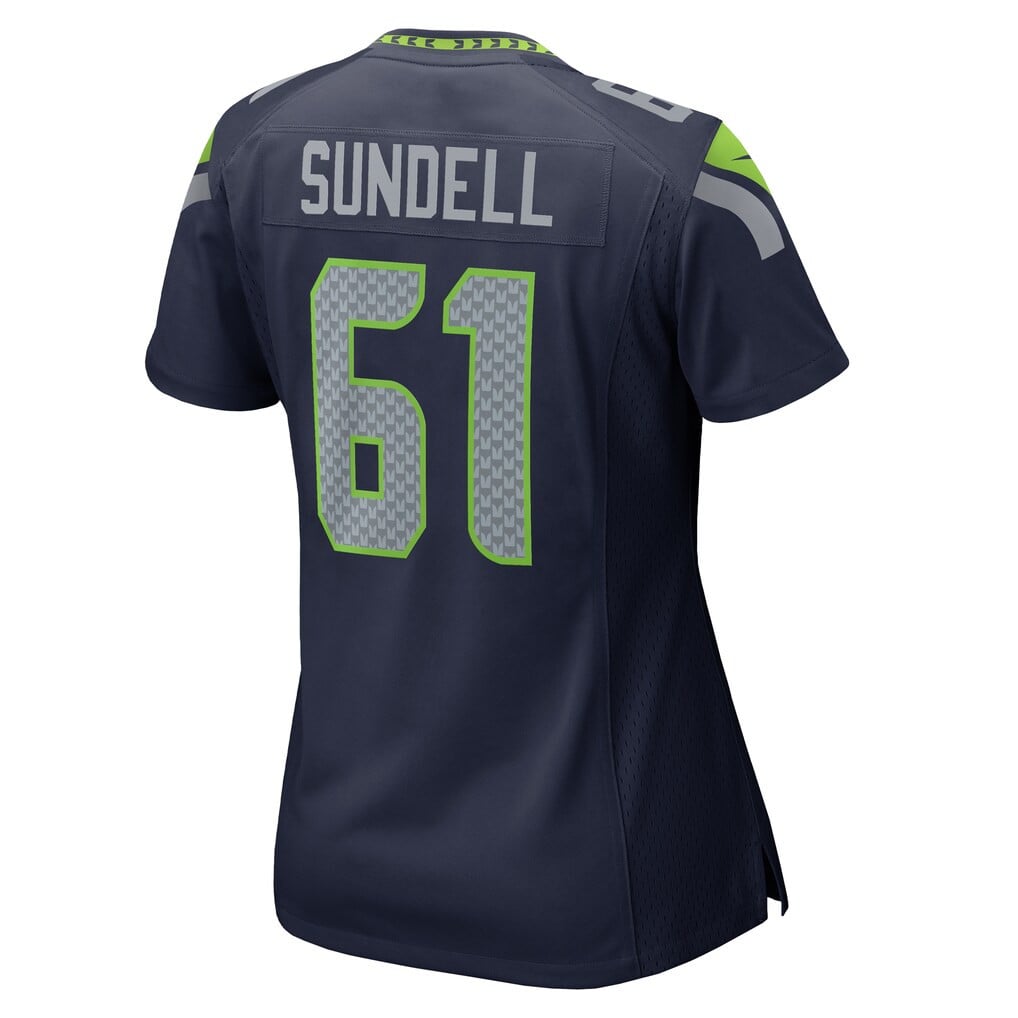 Jalen Sundell 61 Seattle Seahawks 2026 Super Bowl LX - Women Game Jersey - Navy