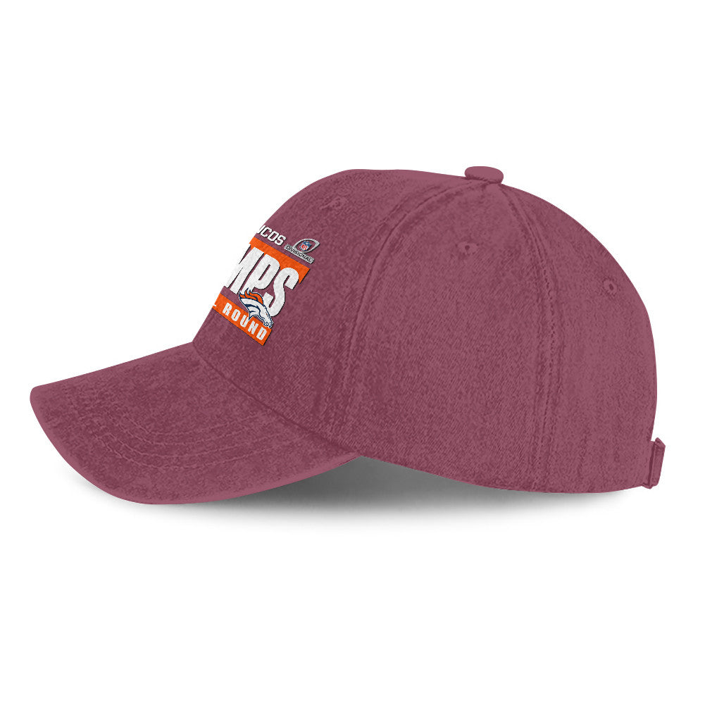Denver Broncos Divisional Champs 25/26 Washed Cotton Cap – Printed Graphic - Burgundy