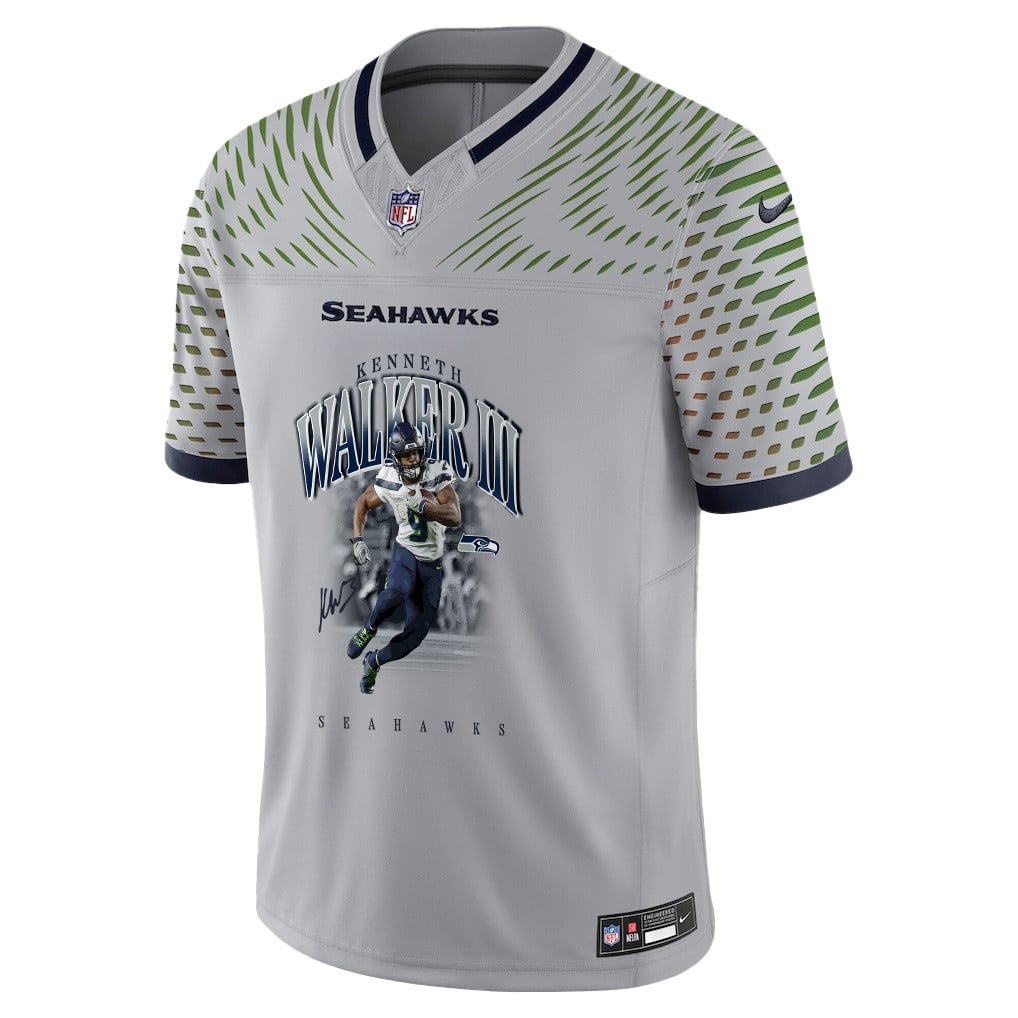 Kenneth Walker III 9 Seattle Seahawks Super Bowl LX Backfield Beast Jersey – Grey