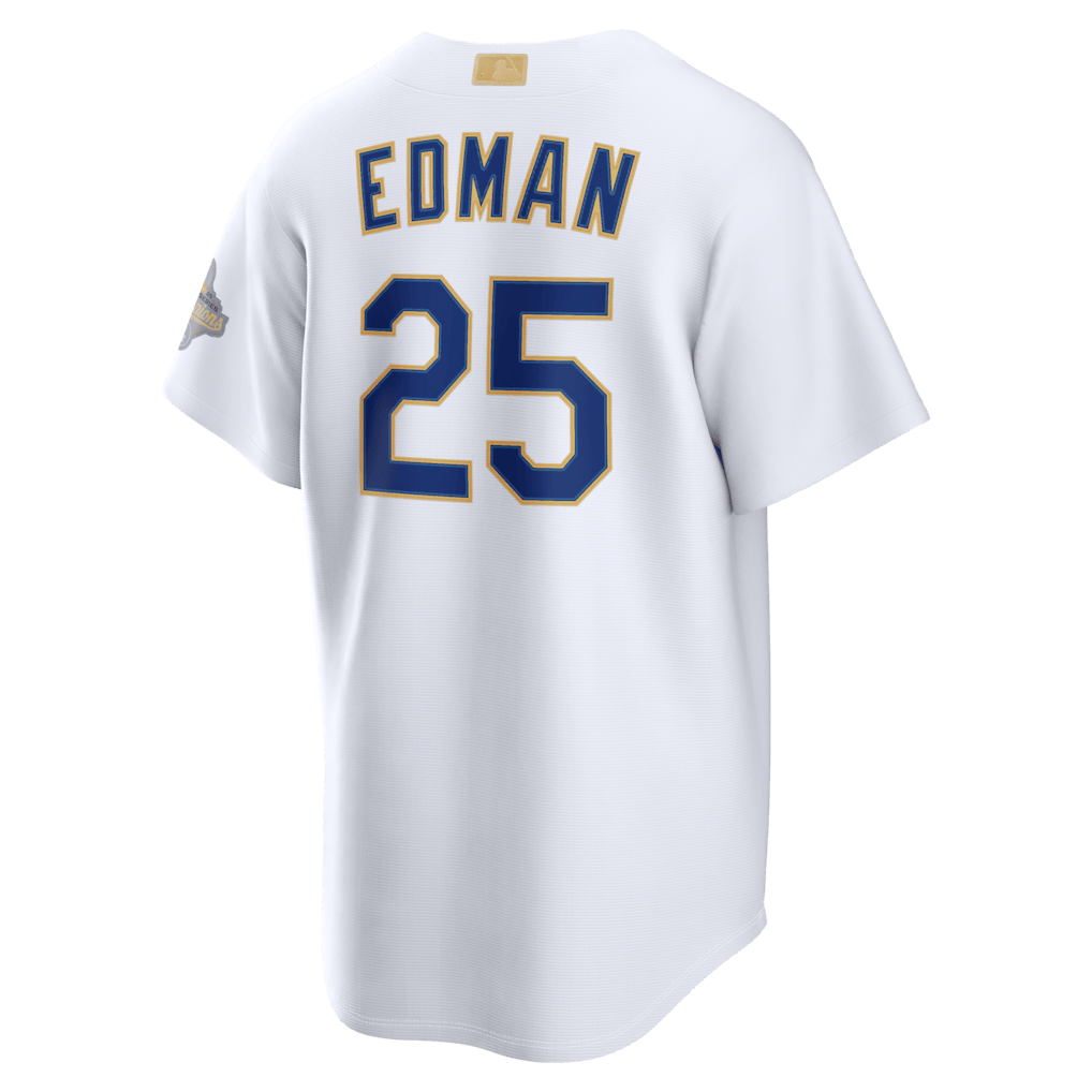 Tommy Edman 25 Los Angeles Dodgers 2026 Gold Collection Stadium Men Jersey - White