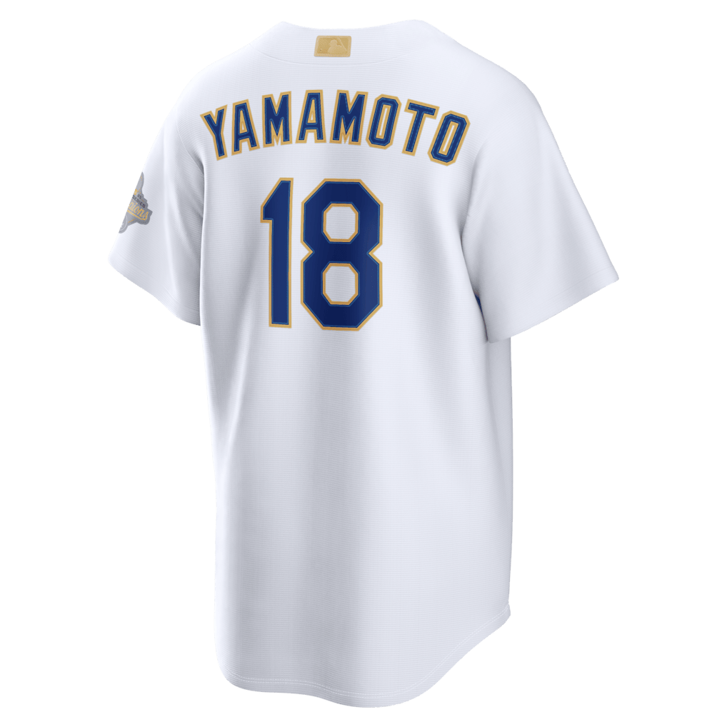 Yoshinobu Yamamoto 18 Los Angeles Dodgers 2026 Gold Collection Stadium Men Jersey - White