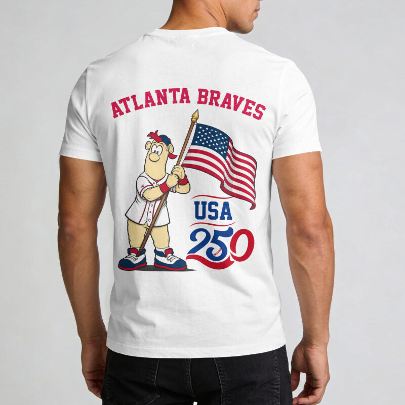 Atlanta Braves x 250 Years Of America Premium All Over Printed T-shirt - White