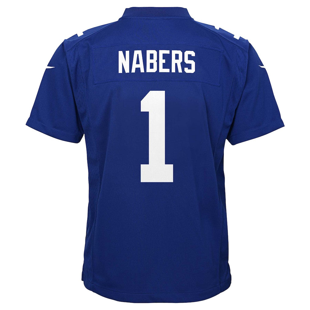 Malik Nabers 1 New York Giants Game YOUTH Jersey - Royal