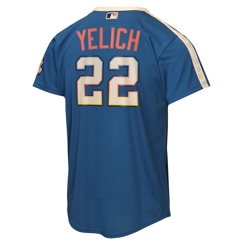 Christian Yelich 22 Milwaukee Brewers Youth 2026 City Connect Jersey - Mineral Blue