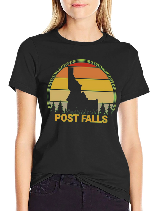 Post Falls Idaho Retro Sunset T-Shirt