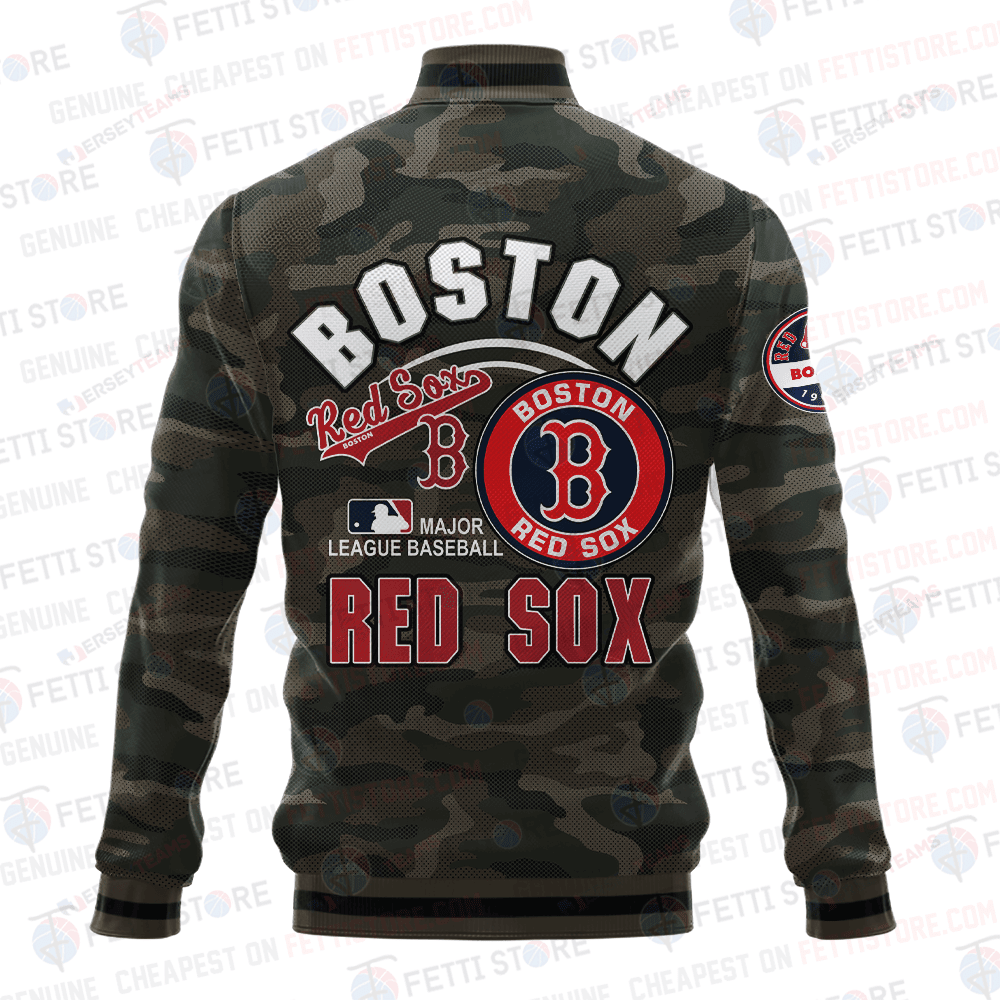 Boston Red Sox Major League Baseball Camo AOP Varsity Jacket STM - All-Over-Printed Jacket