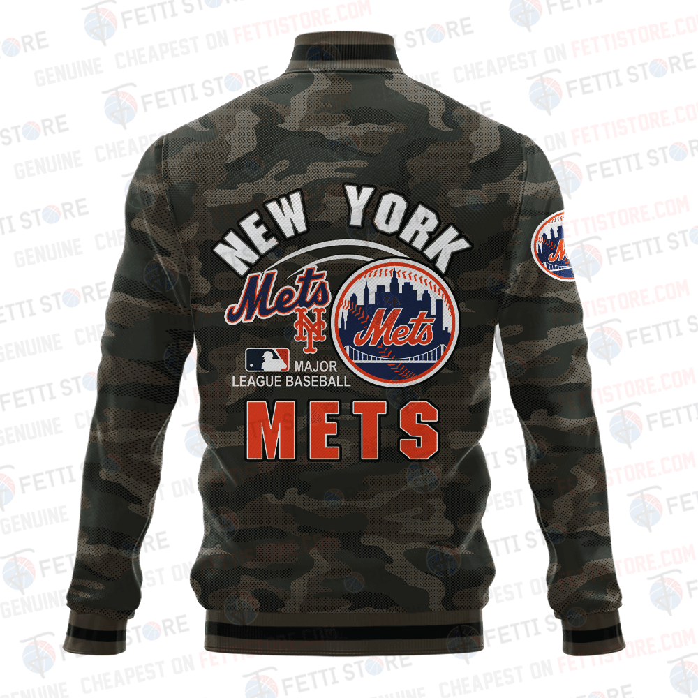 New York Mets Major League Baseball Camo AOP Varsity Jacket STM - All-Over-Printed Jacket